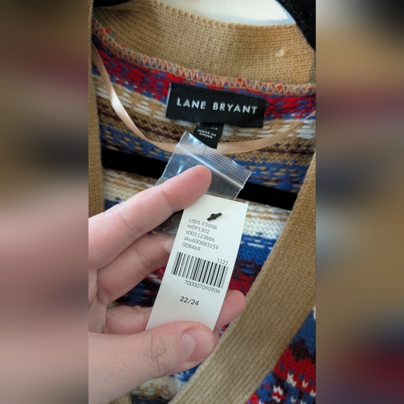 Button-Front Fair Isle Cardigan Lane Bryant 3x NWT - Picture 9 of 9